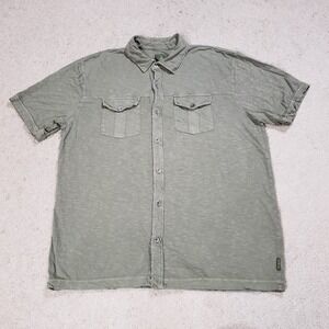 Prana Breathe Shirt Mens XL Green Org Cotton Sustainable Chore Workshirt Pockets